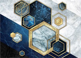 Sklenený obraz - Mramorové hexagóny (70x50 cm)