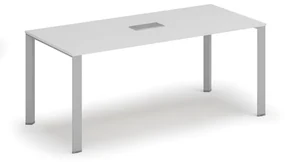Stôl PRIMO INFINITY 1800 x 900 x 750, biela + stolná zásuvka TYP IV, strieborná