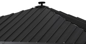 DEOKORK Záhradný hliníkový altánok PREMIUM 3,9 x 3,9 m (sivá) + závesy