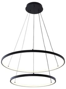 Závesné LED svietidlo BRENO 2 krúžky čierne 60 cm