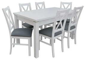 Stôl so stoličkami pre 6 osôb - RK099, Morenie: biela, Dostupné poťahy: ekokoža Soft 010