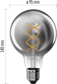 LED žiarovka dekoratívna DYMOVÁ G95 teplá biela