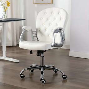 Otočná kancelárska stolička biela umelá koža