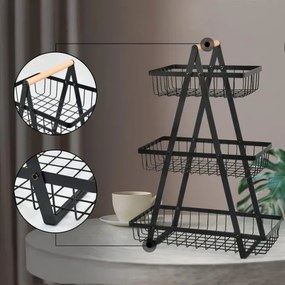 Košík na ovocie PULOS 3 úrovne čierny