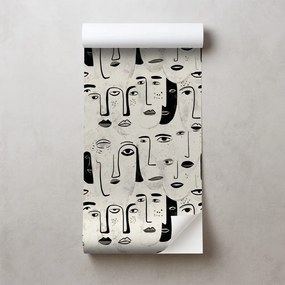 Samolepiaca tapeta abstraktné čiernobiele tváre