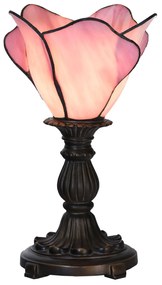 Růžová stolná lampa Tiffany Christelle - Ø 20*30 cm E14/max 1*25W