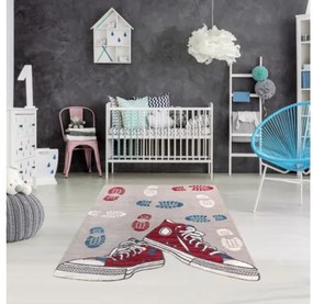 Koberec TOYS 75325 Tenisky - sivý / červený, fuksia