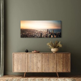 Obraz západu slnka nad mestom (120x50 cm)