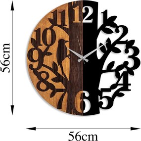 Dekorativní nástěnné hodiny WALLIE TREE 56 cm černé/ořech