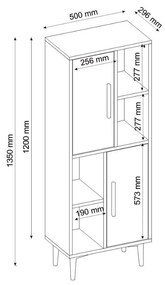 Komoda Leni 50 cm hnedá/biela