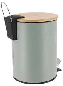 TENDANCE Odpadkový kôš Timeless, zelená/s drevenými prvkami, 2,5 l