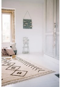 Krémový prateľný ručne tkaný bavlnený koberec 170x240 cm Bereber Rhombs – Lorena Canals