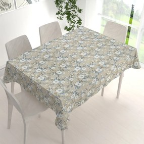 Biante Bavlnený obdĺžnikový obrus Sandra SA-552 Modré popínavé kvety na béžovom 50x100 cm