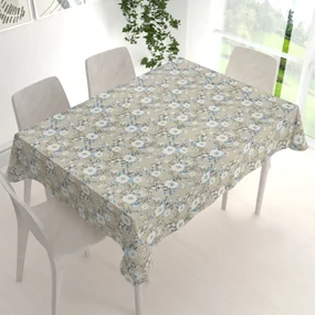 Biante Bavlnený obdĺžnikový obrus Sandra SA-552 Modré popínavé kvety na béžovom 60x100 cm