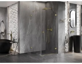 Mexen Lunar-B, pravostranný výklopný sprchový kút 80 x 80 cm, 8mm číre sklo, zlatý profil, 832-080-080-50-00-P