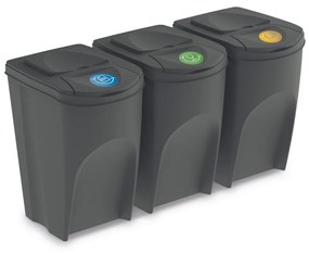 Kôš na triedený odpad Sortibox 25 l, 3 ks, sivá IKWB20S3 405u