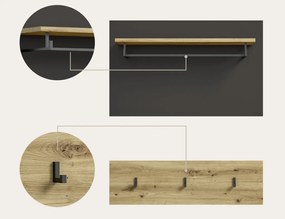 Dvojdielny šatníkový panel Cano, 80 cm, šedá/dub artisan