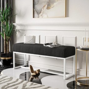 ČALÚNENÝ TABURET / LAVICA CLAUDIO + BIELÝ PODSTAVEC