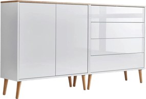 XXXLutz ŠIROKÁ KOMODA, biela, dub artisan, biela s vysokým leskom, 158/86/33 cm MID.YOU - Komody - 001067002102