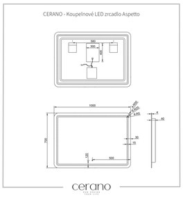 Cerano Aspetto, kúpeľňové LED zrkadlo 100x70 cm, CER-CER-429352