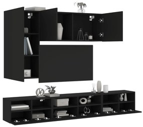 5-dielne TV nástenné skrinky čierne kompozitné drevo 3216559