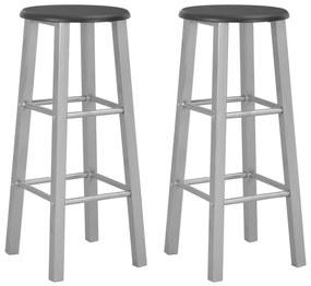 vidaXL Barové stoličky 2 ks strieborné MDF