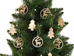 LEAN TOYS Drevené vianočné ozdoby – stromčeky a soby