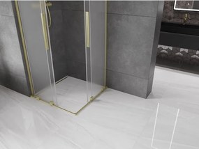 Mexen Velar L Duo, sprchový kút s posuvnými dverami 90 x 90 cm, 8mm sklo námraza, zlatá matná, 871-090-090-02-33-55