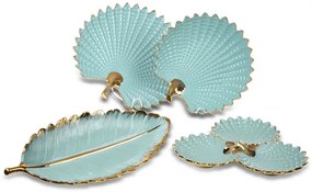 Dekoračný podnos HIRAL 4 03 svetlomodrý / zlatý