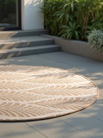 NORTHRUGS, Kusový koberec Duet Liora 106247 Beige/White kruh - na von aj na doma, 160x160 (priemer) kruh, béžová, chodba / predsieň