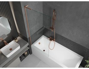 Mexen Next L, 1-krídlová vaňová zástena 80 x 150 cm, 6mm číre sklo, medený profil, 895-080-000-03-00-65