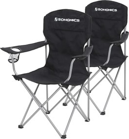 Kempingové stoličky NOMAD, set 2ks, čierna SongmicsHome