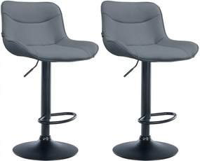 2x Barová stolička Vonore - koženka, čierny rám - Sivá
