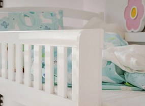 Detská poschodová posteľ z masívu borovice BOHDANA s prístelkou a šuplíkmi - 200x90 cm - ŠEDÁ