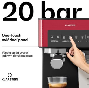 Klarstein 1,8 l kávovar s napeňovačom mlieka, 20 barový pákový kávovar, malý kávovar na mletú kávu s výkonom 1350 W, baristický kávovar na ľadovú kávu cappuccino latte espresso