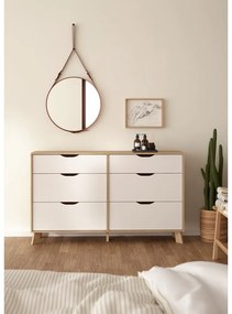 Biela/v prírodnej farbe komoda v dekore duba 156x92x40 cm Ikast – Tvilum