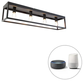 Inteligentné stropné svietidlo čierne 99,5 cm vrátane 4 Wifi A60 - Cage