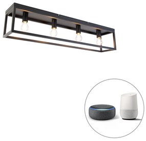 Inteligentné stropné svietidlo čierne 99,5 cm vrátane 4 Wifi A60 - Cage