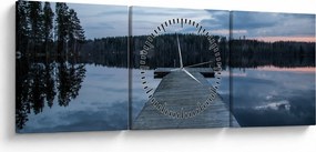 Obraz - Mólo na jazere (s hodinami) (90x30 cm)