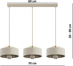 Brilagi - Závesný luster na lanku SPRING 3xE27/60W/230V béžová/zlatá