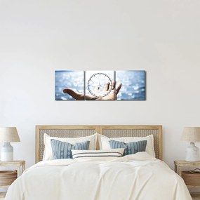 Obraz otvorenej dlane (s hodinami) (90x30 cm)