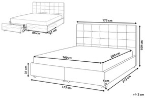 Čalúnená posteľ s úložným priestorom 160 x 200 cm zelená LA ROCHELLE Beliani
