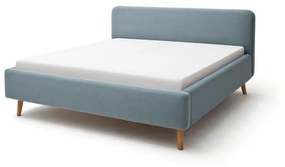 Modrosivá dvojlôžková posteľ Meise Möbel Mattis, 140 x 200 cm