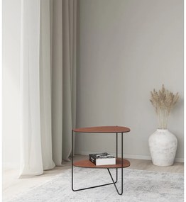 Koňakovohnedý kovový konferenčný stolík 37x44 cm Curve Double Bull – LIND DNA