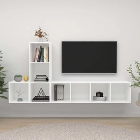 3-dielna súprava TV skriniek biela drevotrieska 3079826