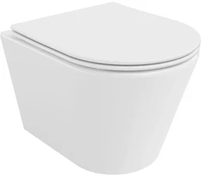 Mexen Rico, závesná WC misa 490x360x370 mm, Rimless Tornádo + WC sedadlo z duroplastu, biela lesklá, 30720400T