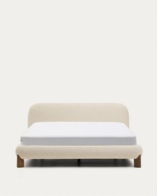 Béžová čalúnená dvojlôžková posteľ bez roštu 160x200 cm Odina – Kave Home