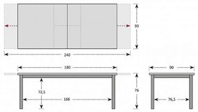 DOPPLER Hliníkový stôl rozkladací FIRENZE 180/240x90 cm