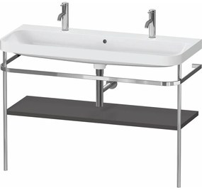 DURAVIT Happy D.2 Plus c-shaped kovový stojací podstavec s nábytkovým umývadlom s dvomi otvormi, 1 polička, 1175 x 490 x 850 mm, chróm/grafit super matná, HP4849O80800000