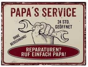 Nástenná kovová ceduľa Papa's Service - 33 * 25 cm